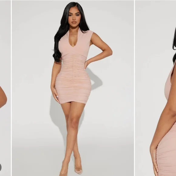 NWT FashionNova Women’s Diana Ruched Mini Dress Size Small - Picture 2 of 5